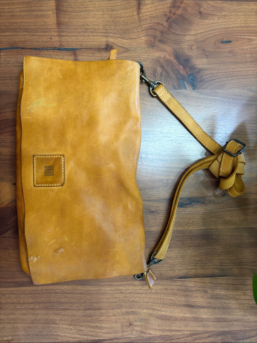 Biba Mustard Yellow Leather Crossbody Bag